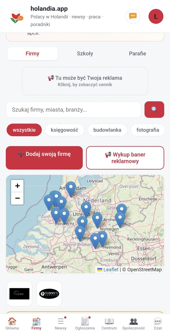 Business directory with map